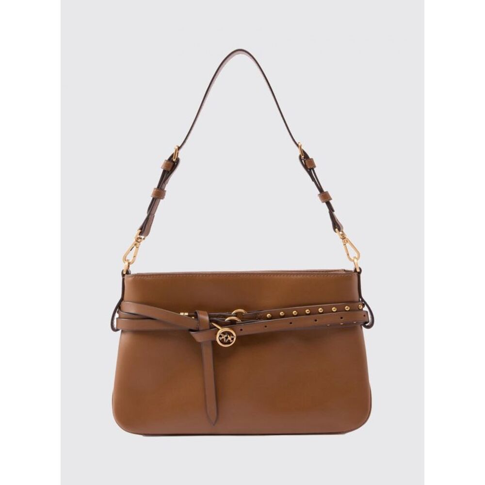 Pinko Women Pinko Calfskin Leather Belt Bag With Metallic Love Birds Logo